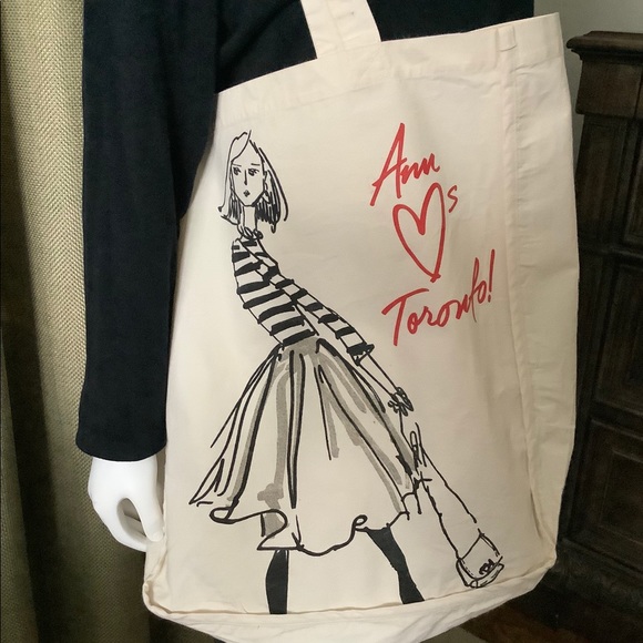 Ann Taylor Canvas Tote Bag “Ann 💗s Toronto” EUC - Picture 6 of 7
